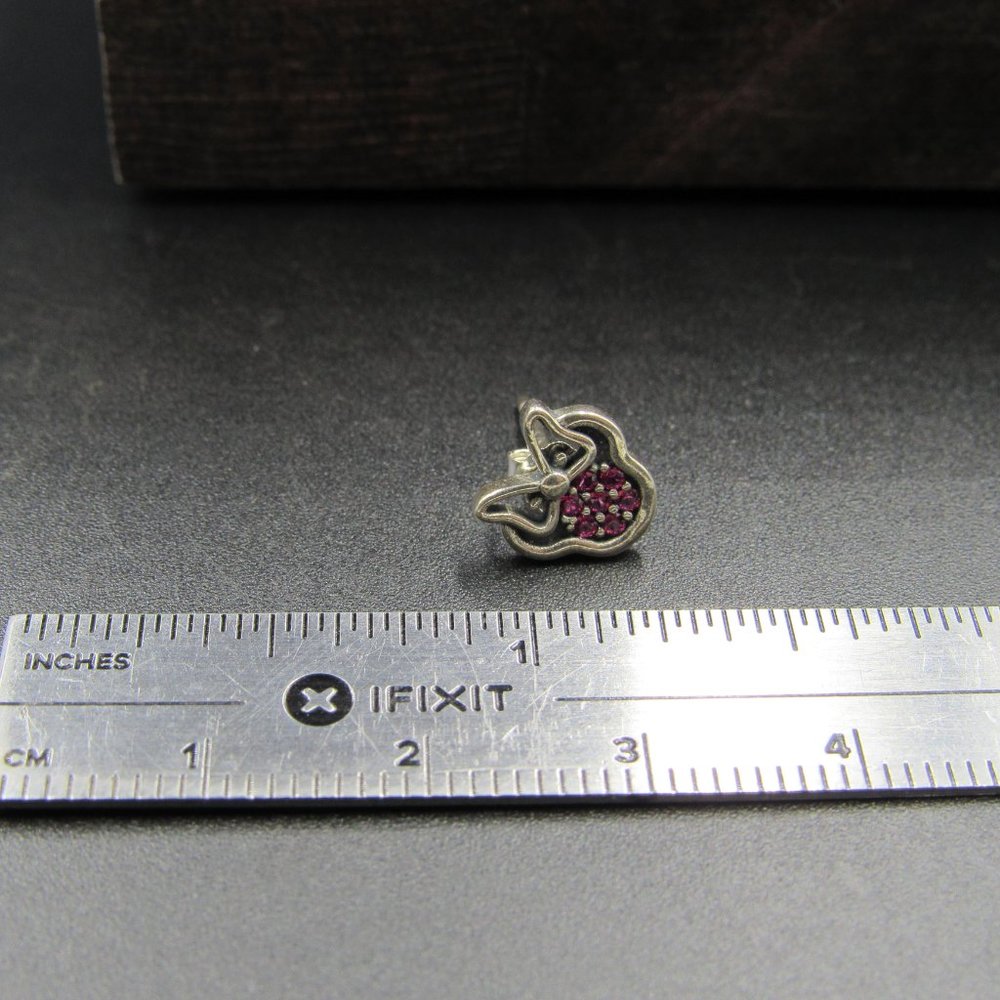 Sterling Silver Red Ruby Bow Face Stud Earrings V… - image 6